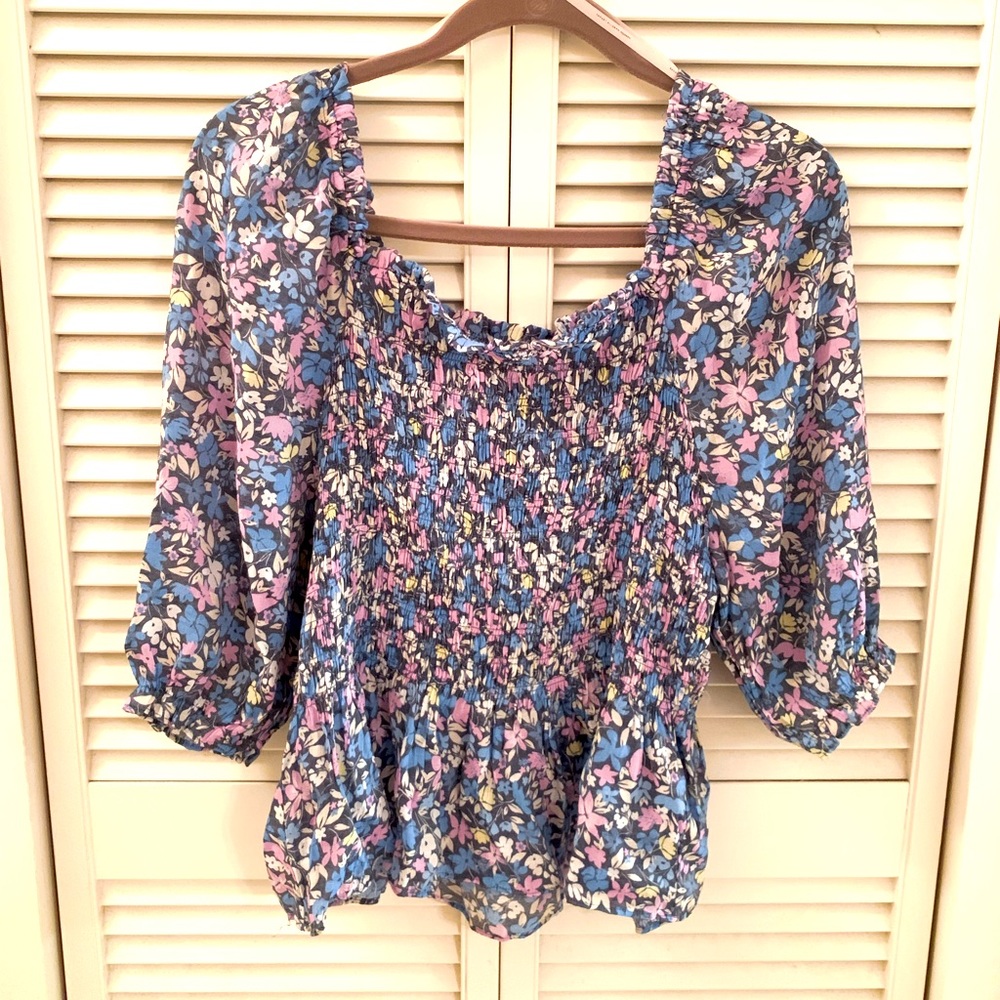 Nanette Lepore Floral Smocked Top - L